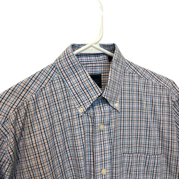 Charleston Threads Plaid Shirt White Blue Mens Medium - Picture 2 of 7